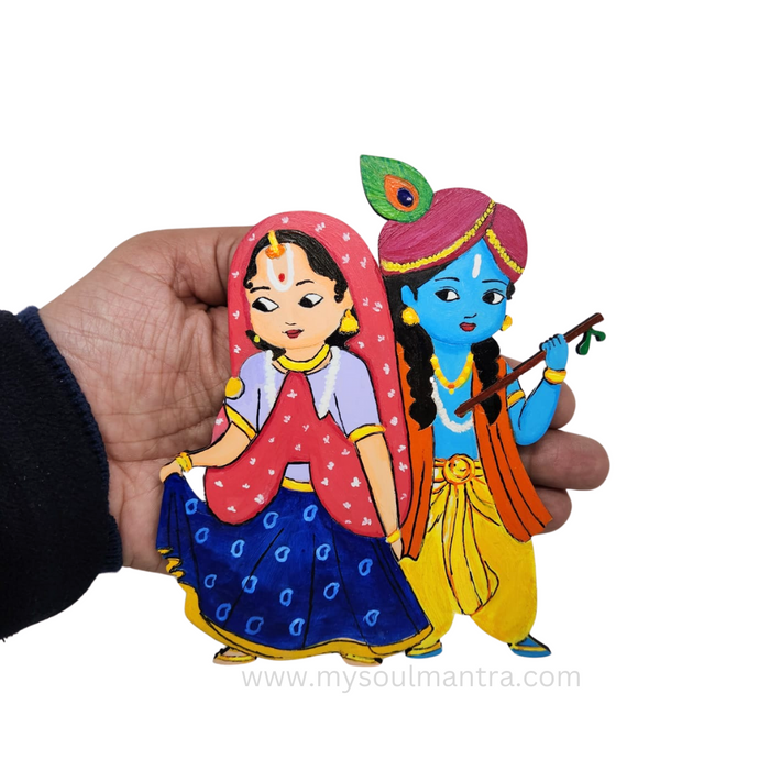 Hand painted Acrylic Radha Krishna Ji Magnet
