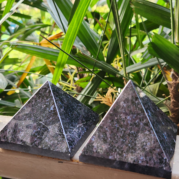 Indigo Gabbro Crystal Pyramid for Attract Luck & Magick in Life