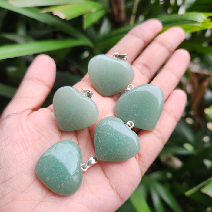 Certified & Energised Green Aventurine Heart Shape Pendant without chain for Luck, Success, Heart Chakra, Harmony