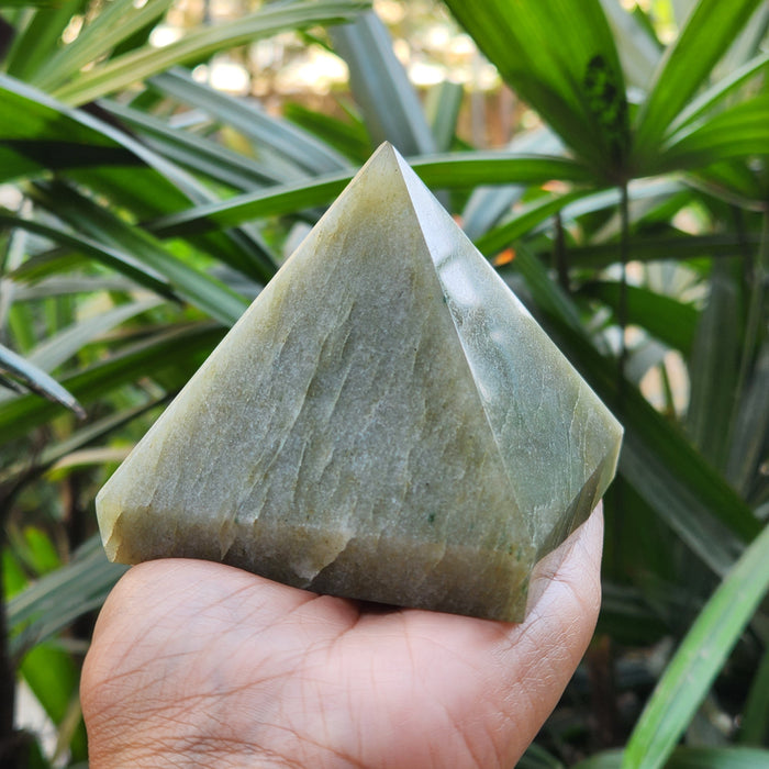 Natural Green Aventurine Crystal Pyramid for Luck & Abundance