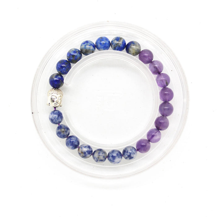 Certified & Energised Amethyst, Sodalite and Lapis Lazuli Bracelet for Third Eye Chakra