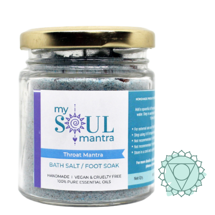 Throat Mantra Bath Salt with Crystal for Throat Chakra (Vishuddha Chakra)