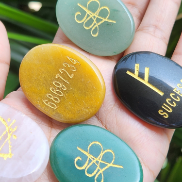 Oval shape Tumbled with Grabovoi Numbers & Zibu Symbols