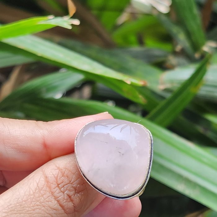 Certified Rose Quartz Adjustable Rings- R64