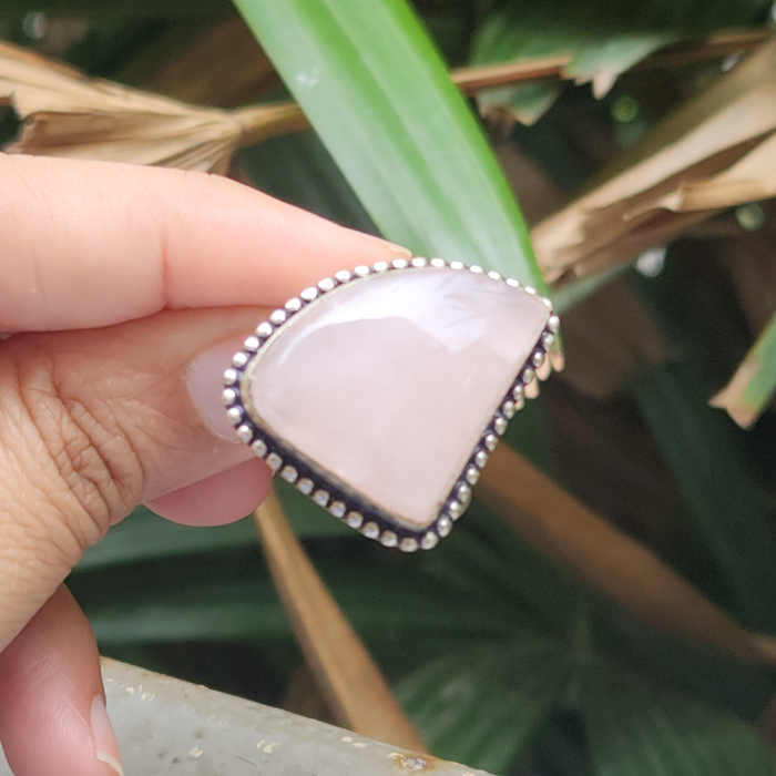 Certified Rose Quartz Adjustable Rings- R63