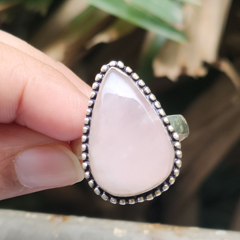 Certified Rose Quartz Adjustable Rings- R59