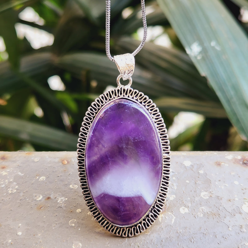 Certified Amethyst Oval Shape Pendant without Chain