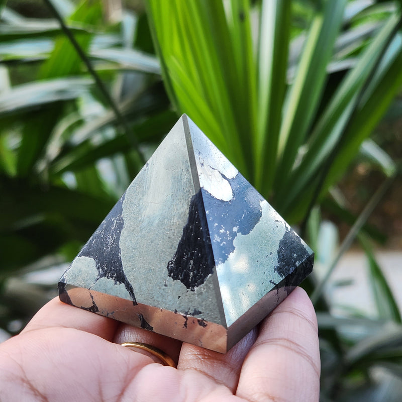 Natural Pyrite Crystal Pyramid for Money Abundance