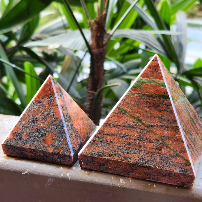 Natural Unakite Pyramid for Balance and Spiritual Enhancement