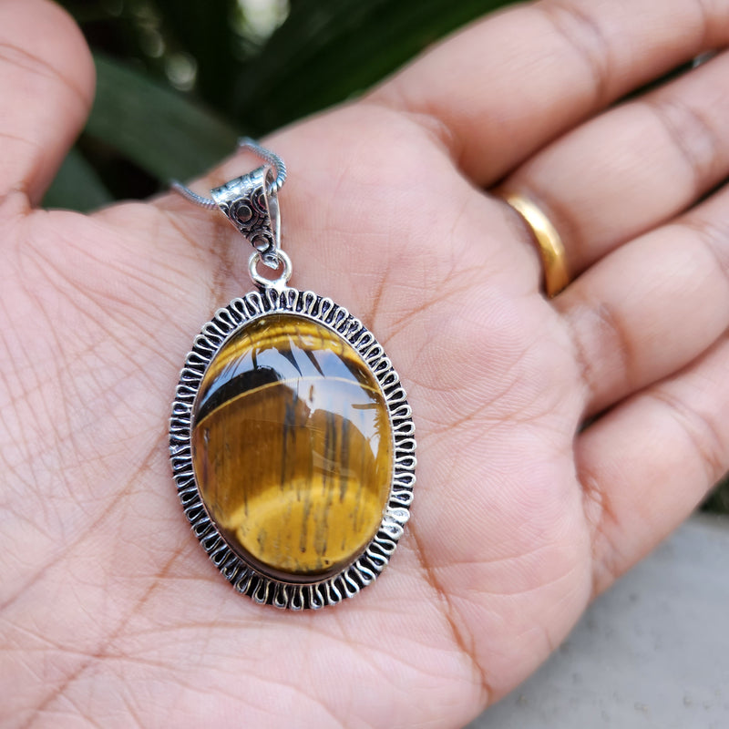 Certified Tiger Eye Pendant without Chain Oval