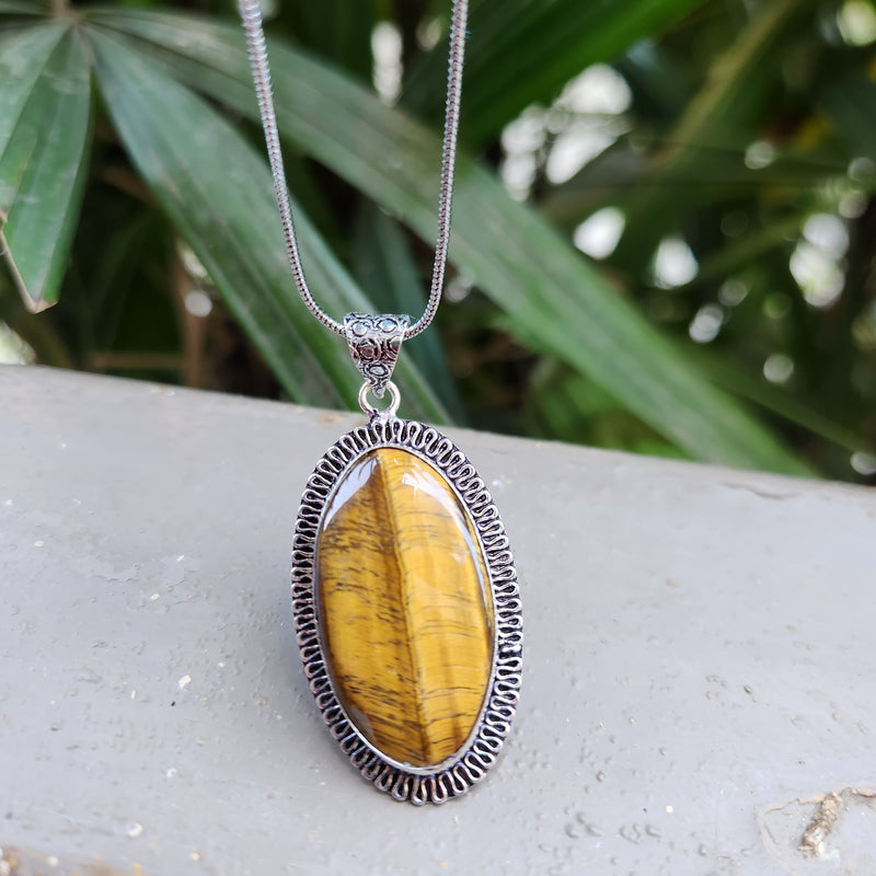 Certified Tiger Eye Pendant without Chain Oval