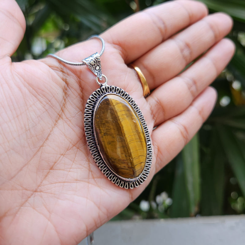 Certified Tiger Eye Pendant without Chain Oval