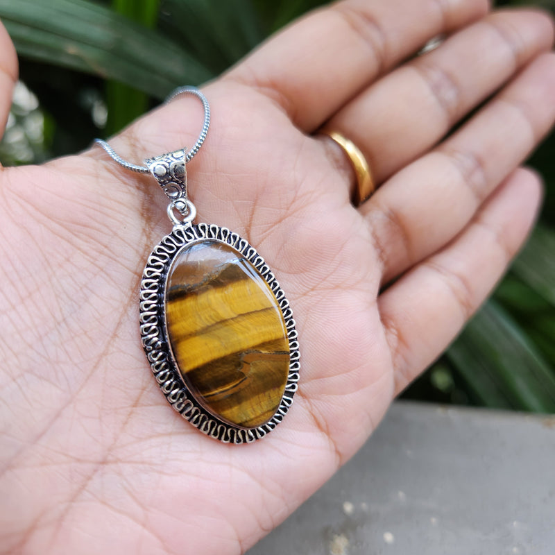 Certified Tiger Eye Pendant without Chain Oval