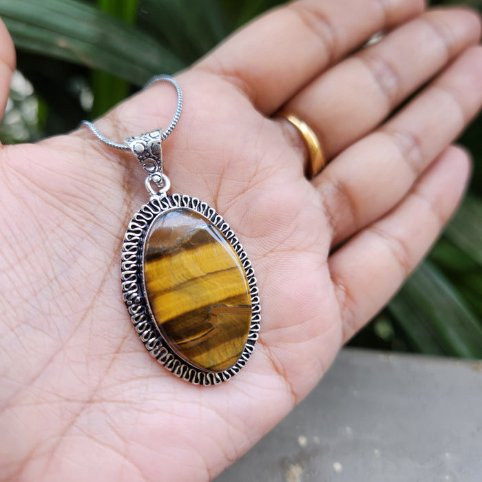 Certified Tiger Eye Pendant Online without Chain Oval