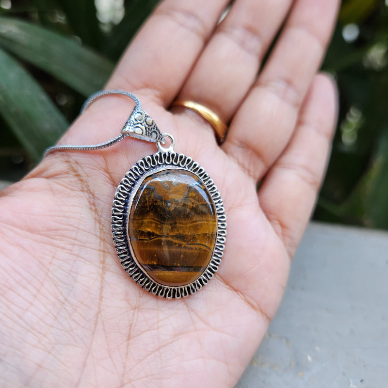 Certified Tiger Eye Pendant without Chain Oval