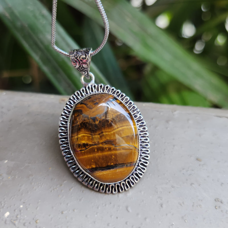 Certified Tiger Eye Pendant without Chain Oval