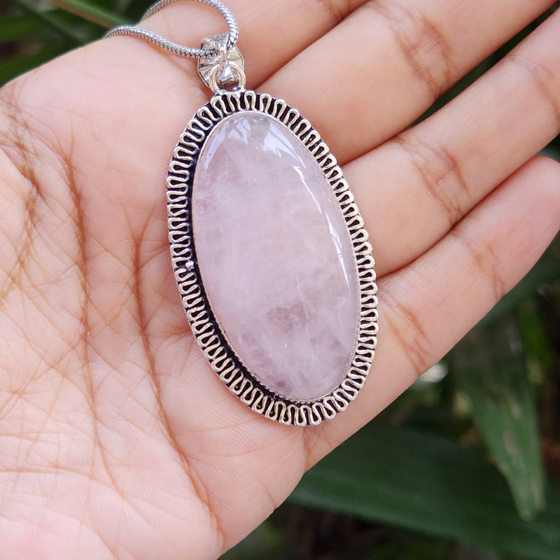 Certified Rose Quartz Pendant for Self Esteem, Compassion and Love without Chain