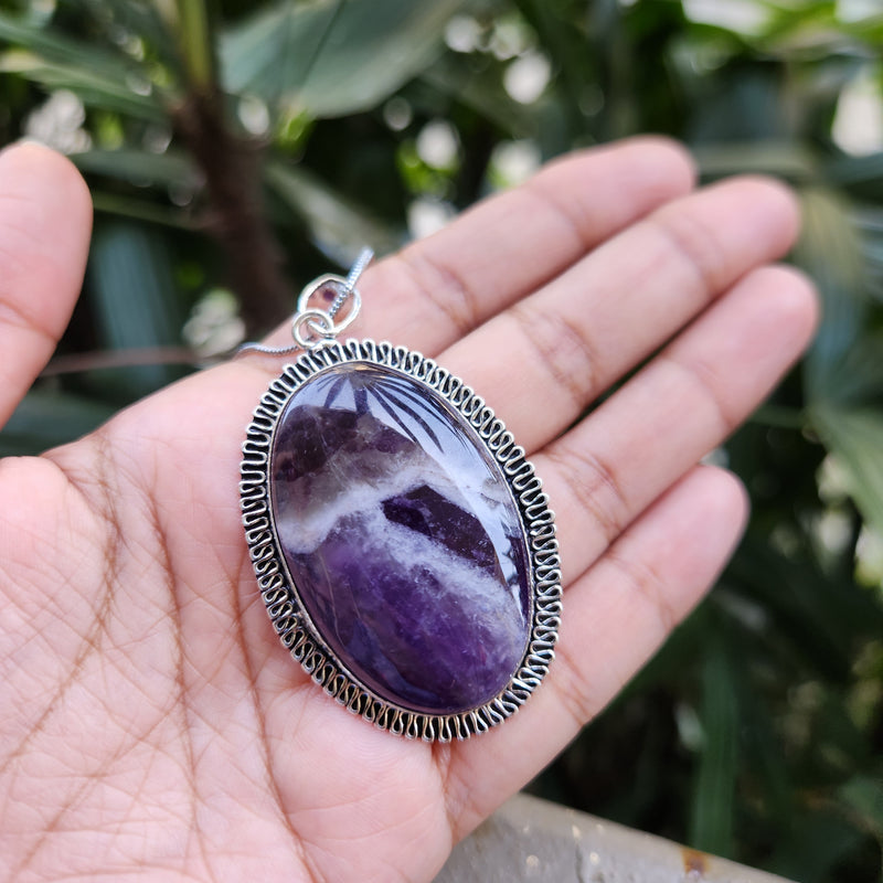 Certified Amethyst Oval Shape Pendant without Chain