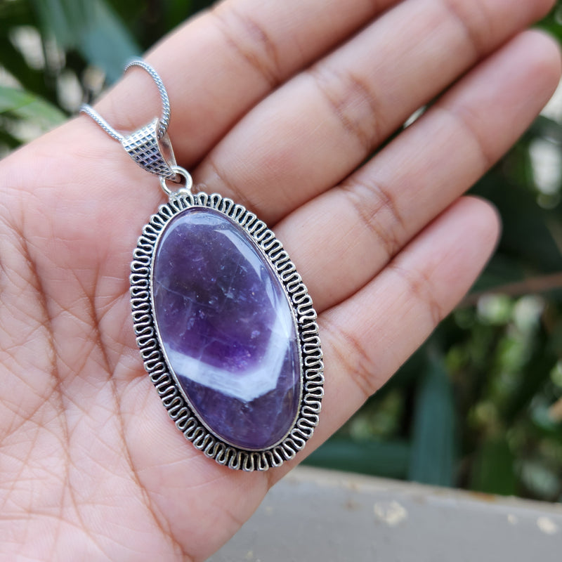 Certified Amethyst Oval Shape Pendant without Chain