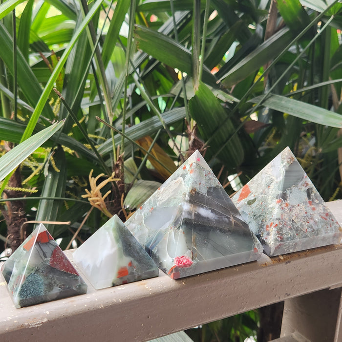 African Bloodstone Pyramid for Strength, Courage, Manifestation, Balance
