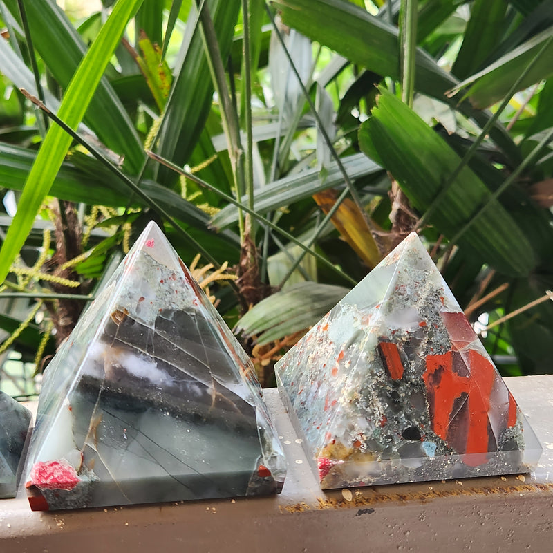 African Bloodstone Pyramid for Strength, Courage, Manifestation, Balance