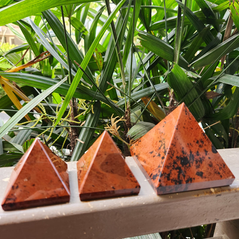 Mahogany Crystal Pyramid for Grounding, Protection, Remove Blockages