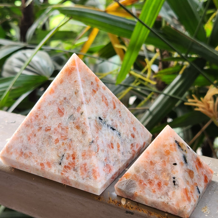 Natural Sunstone Crystal Pyramid for Inspiration, Joy, Happiness