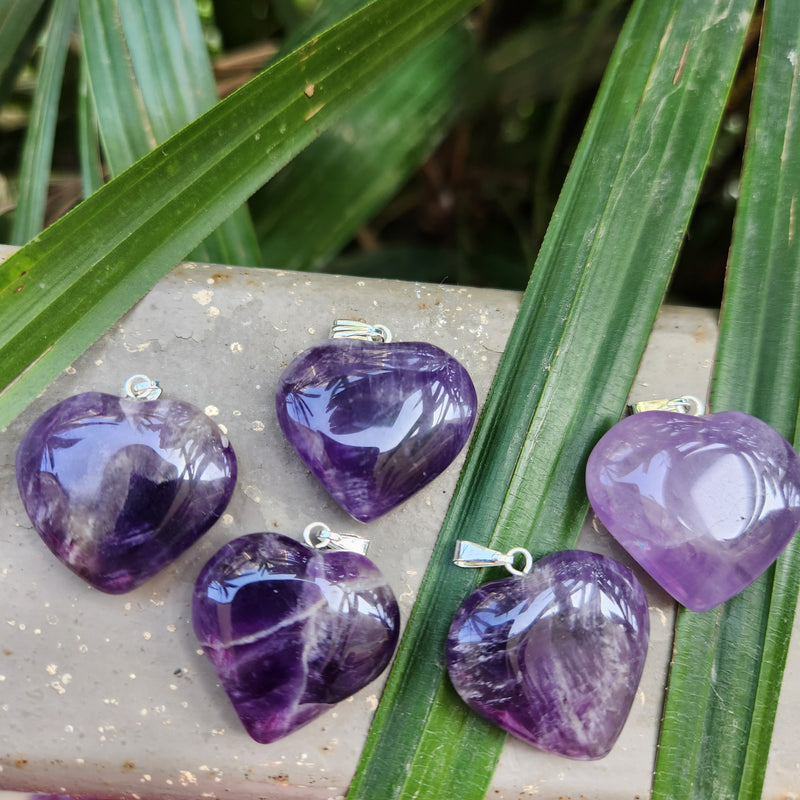 Certified & Energised Amethyst Heart Shape Pendant