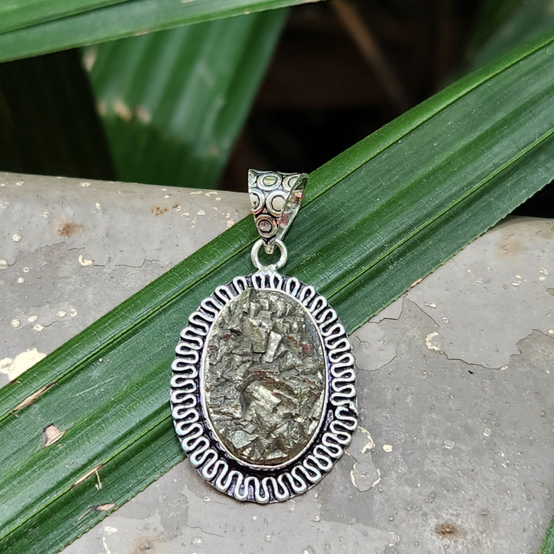 Certified  Oval Shape Pyrite Pendants for Abundance without Chain