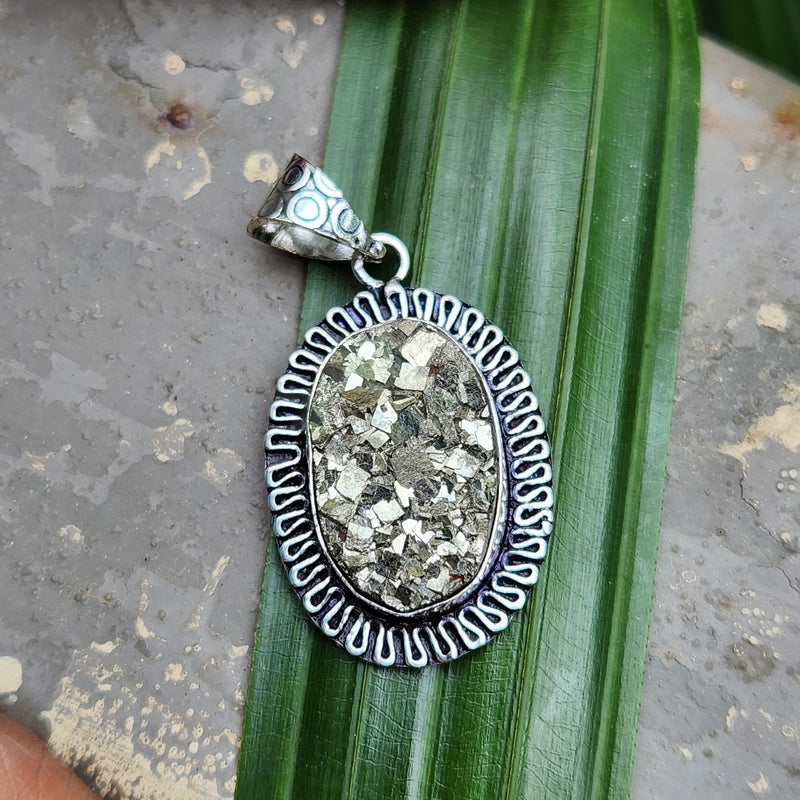 Certified  Oval Shape Pyrite Pendants for Abundance without Chain