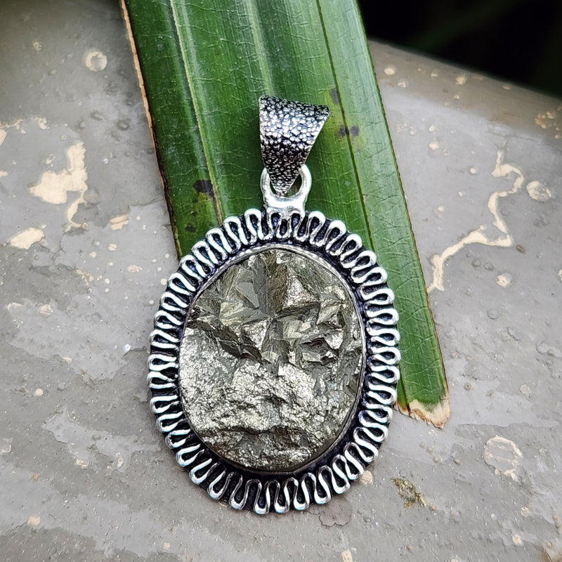Certified  Oval Shape Pyrite Pendants for Abundance without Chain