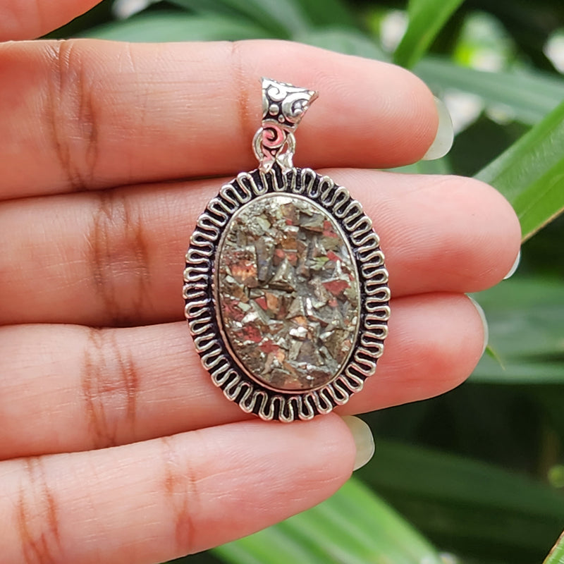 Certified  Oval Shape Pyrite Pendants for Abundance without Chain
