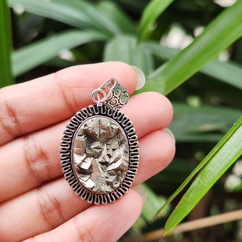 Certified  Oval Shape Pyrite Pendants for Abundance without Chain