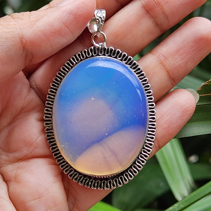 Certified Oval Shape Opalite Pendants without Chain