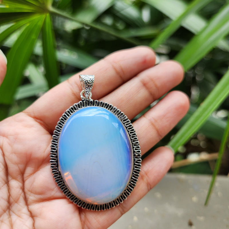Certified Oval Shape Opalite Pendants without Chain