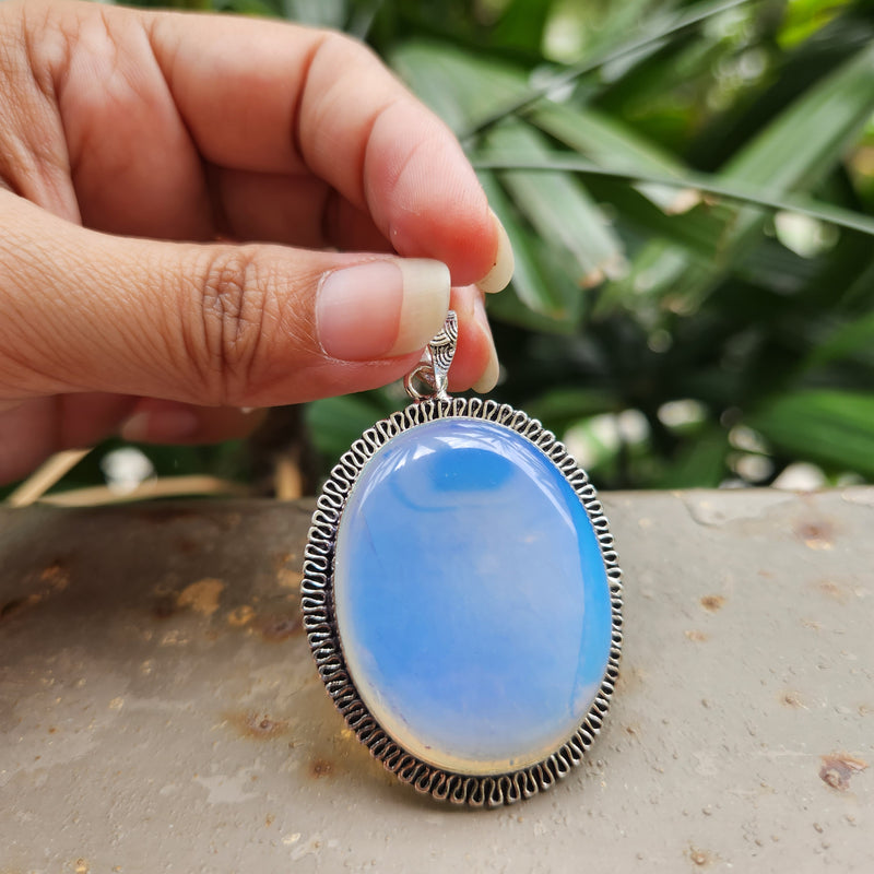Certified Oval Shape Opalite Pendants without Chain