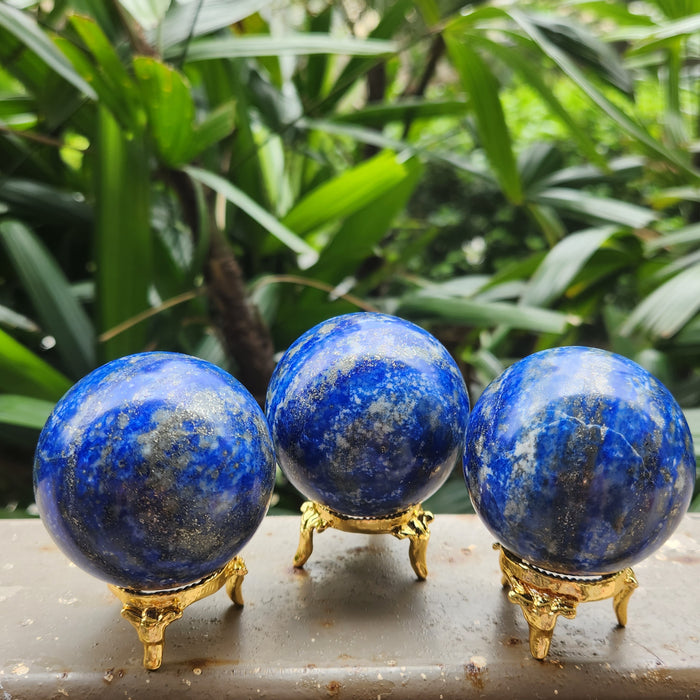 Lapis Lazuli Crystal Ball Sphere for Communication, Intuition and Inner Power with Stand