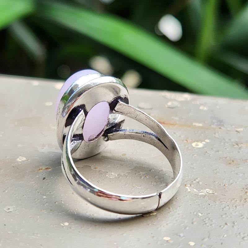 Certified Rose Quartz Adjustable Rings- Oval Shape