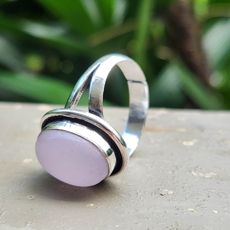 Certified Rose Quartz Adjustable Rings- Oval Shape
