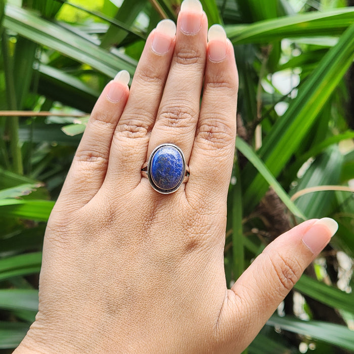 Certified Lapis Lazuli Adjustable Rings- Oval Shape