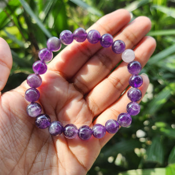 Certified & Energised Amethyst with one Rose Quartz Bead Peace, Love, Helping in Stress