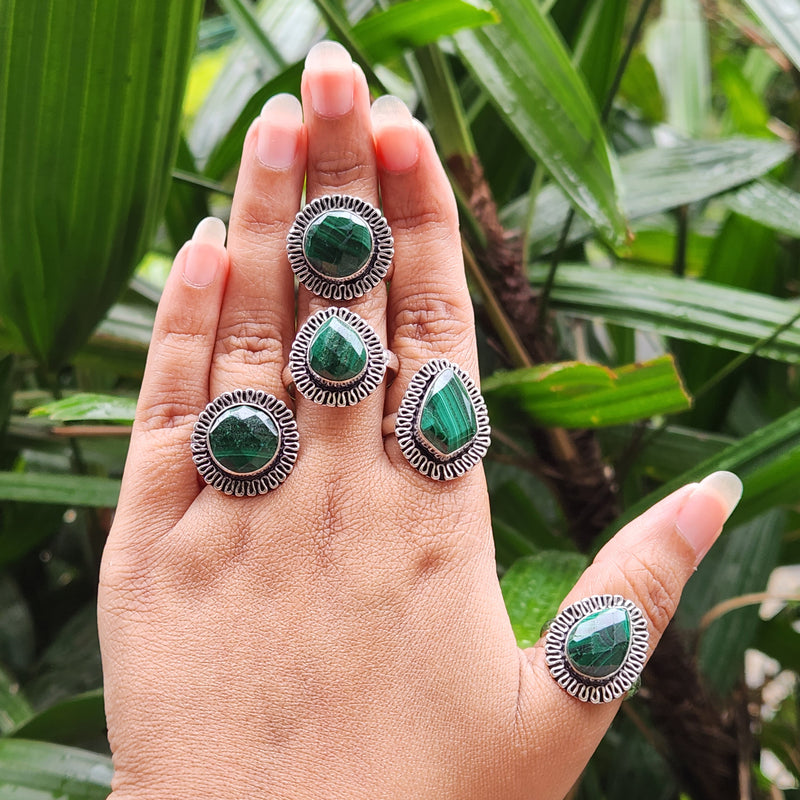 Certified Malachite Adjustable Rings