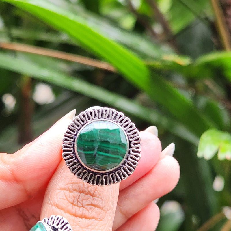 Certified Malachite Adjustable Rings
