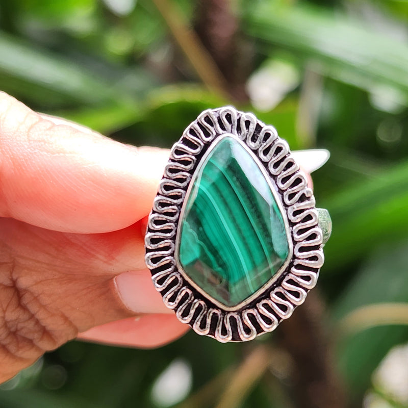 Certified Malachite Adjustable Rings