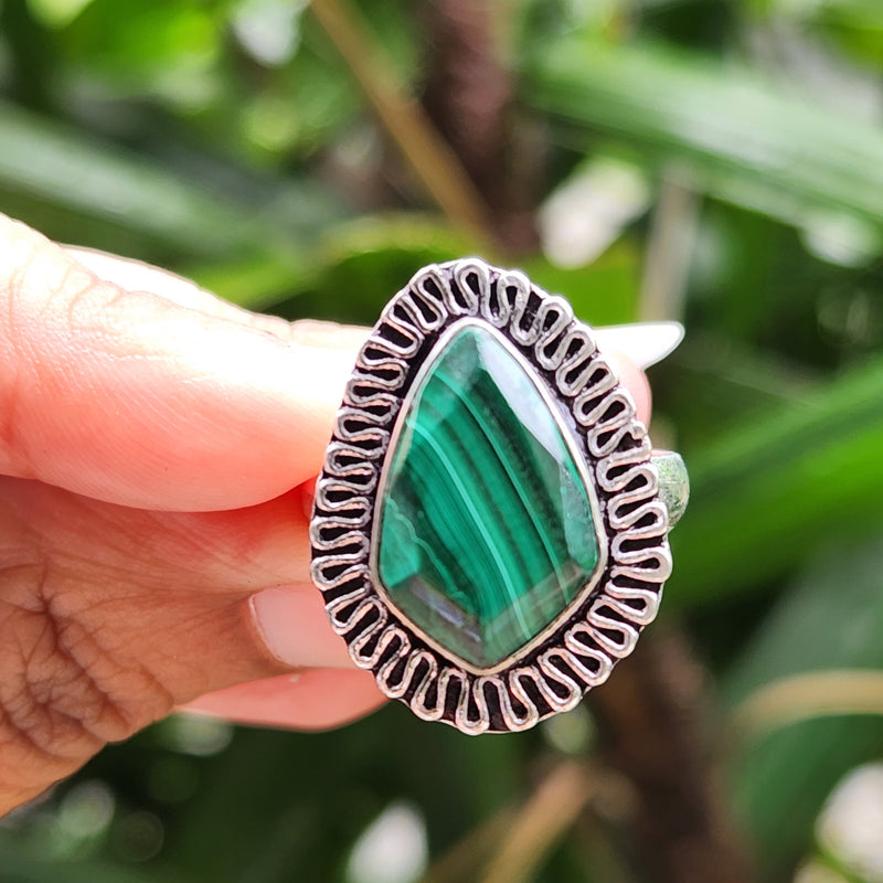 Certified Malachite Adjustable Rings