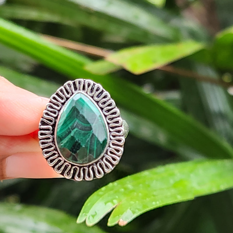 Certified Malachite Adjustable Rings