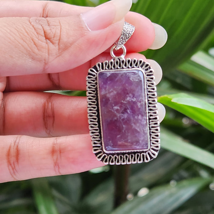 Certified Amethyst Pendant Rectangle Shape without Chain