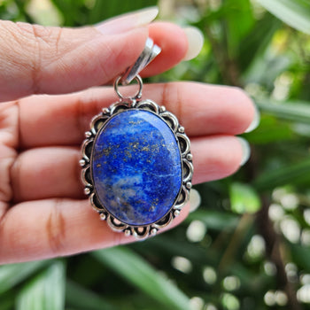 Certified Lapis Lazuli Pendant for Communication, Intuition without Chain