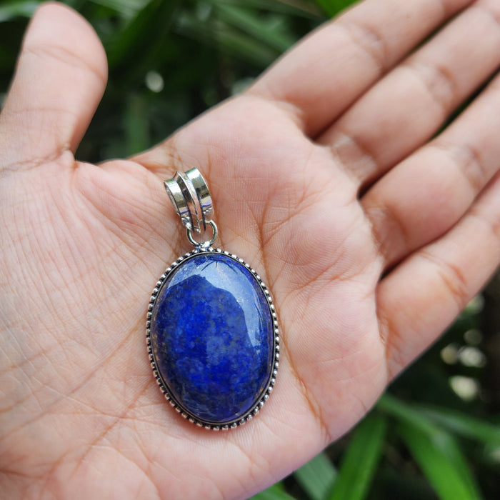 Certified Lapis Lazuli Pendant for Communication, Intuition without Chain