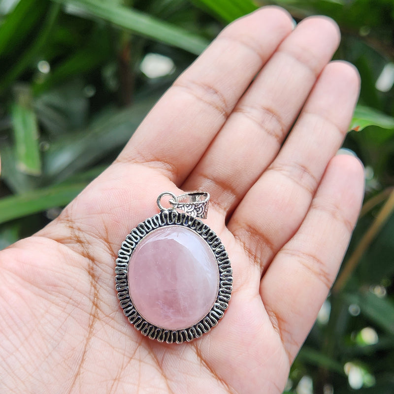 Certified Rose Quartz Pendant for Self Esteem, Compassion and Love without Chain